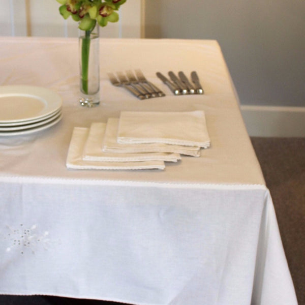White Embroidered Tablecloth