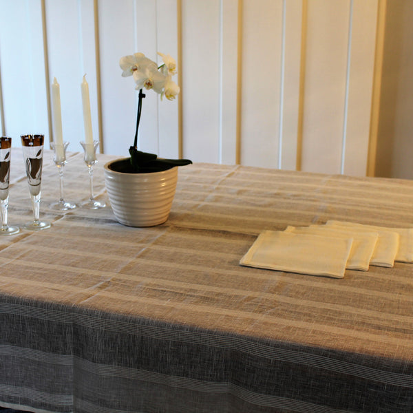 Linen Tablecloth with Self Stripe