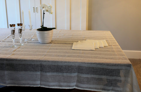 Linen Tablecloth with Self Stripe