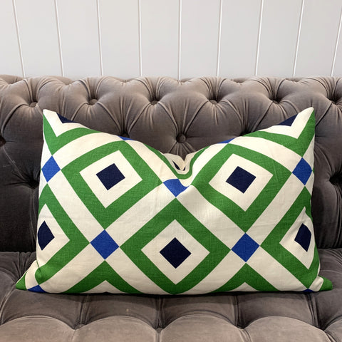 Green & Blue Linen Cotton Cushion Cover