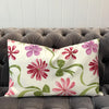Pink & Green Flower Cotton Cushion Cover