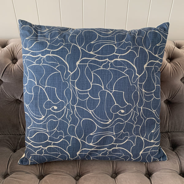 Blue & Taupe Cotton Cushion Cover