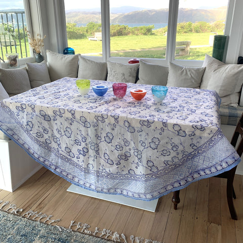 Blue & White Round Tablecloth